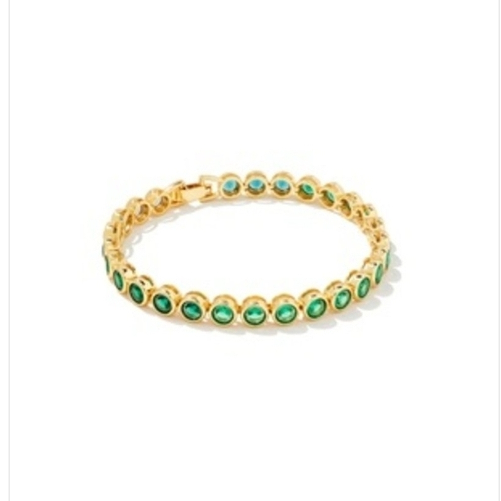 Kendra Scott Carmen Tennis Bracelet Gold Emerald Mix